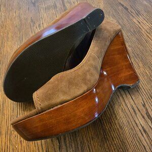 NWOT Wedge Platform Tan/Camel Suede Leather NINE WEST Sz 10